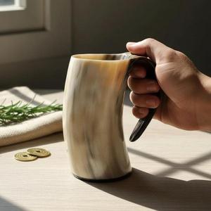 Tazas de cuerno natural estilo vikingo para beber, reutilizables, para artículos de fiesta personalizados, taza de cerveza duradera, precio de mayorista - Product Image 4