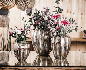 Support de pot de fleurs moderne en argent plaqué, sculpté à la main, écologique, toutes saisons, pour la décoration de jardin et de maison, style industriel - Product Image 1