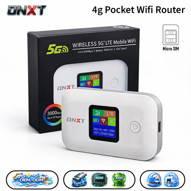 DNXT Wifi Mobil 2.4GHz Cat4 Pocket Wi-fi 3000mAh LCD Portable Wi-fi Hotspots USB Type-C Portable Free Wifi Tour Use