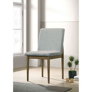 Set di 2 Sedie Laterali Imbottite in Tessuto Grigio Chiaro con Telaio in Tono Naturale, Seduta Confortevole, per Sala da Pranzo - Product Image 1