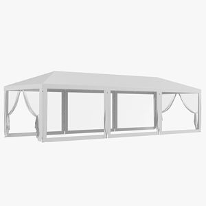10FT X 28FT White Party <b>Tent</b> <b>Canopy</b> 8 Mesh Sidewalls Zipper Doors Outdoor Event Shelter Made Durable Polyester PVC Steel - Product Image 1