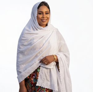 Women's White Cotton for Voile Hijab Lace Embroidered Lightweight Breathable Floral Ethnic Scarf Daily Winter Wear <b>Wrap</b> - Product Image 2