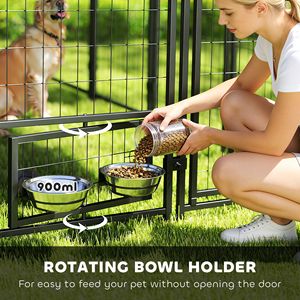 Recinto per Cani da Esterno 3x3x1,8m con Copertura Girevole a 360 Gradi, Impermeabile e Resistente ai Raggi UV, con Ciotole e Mangiatoie per Animali Domestici - Product Image 5