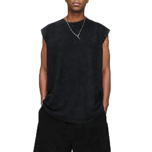 Vêtements de sport tendance style urbain, tenues athlétiques personnalisées, débardeurs d'entraînement sans manches, débardeurs de sport oversize effet délavé - Product Image 2