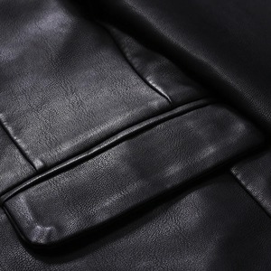 Blousons en cuir décontractés pour hommes, coupe ajustée, style motard, col rabattu, noir, en cuir et daim, pour hommes, jusqu'à 5XL - Product Image 5
