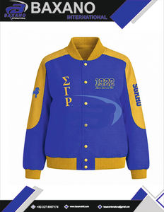 Chaqueta de sarga de algodón estilo carreras Sigma Gamma Rho SGR, ropa griega de hermandad, chaqueta de carreras con cuello alto y bloques de color - Product Image 6