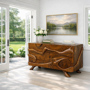 Aparador de madera hecho a mano Luxali con un diseño artístico de tallado exquisito. - Product Image 1