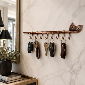 SHUBHAM Modern Rectangle Decorative <b>Wall</b> <b>Mounted</b> Key Hook <b>Rack</b> Bronze Finish Metal <b>Coat</b> Hanger Organizer for Entryway Bathroom - Product Image 1
