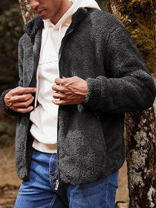 Chaqueta de forro polar premium de 300 GSM, diseño de paneles blancos y negros, logotipo bordado en chenilla personalizado, ropa exterior cálida con cremallera. - Product Image 5