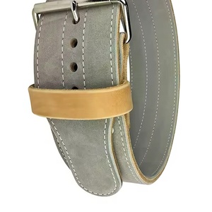 Cinturón de Levantamiento de Pesas Personalizado de Cuero Genuino de Ante con Hebilla de Acero de Una Sola Punta Color Plata para Powerlifting - Product Image 3