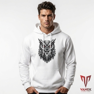 CLCORWORK STREETWEAR Sudadera con Capucha Steampunk para Hombre, Diseño de Búho, Corte Holgado, Algodón French Terry, Estampado con Parches, Ropa Urbana de Invierno - Product Image 2