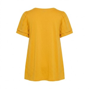 T-shirt femme jaune personnalisé tendance, séchage rapide, respirant, t-shirt d'été personnalisé de haute qualité, coupe ample, léger. - Product Image 2