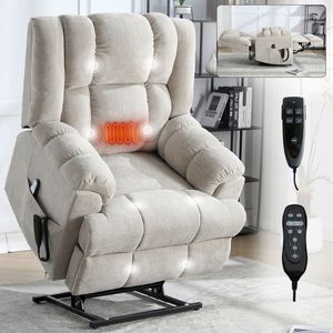 Poltrona Reclinabile Elettrica a Doppio Motore con Massaggio e Riscaldamento, Posizione Infinita, Capacità fino a 160 kg, Sollevamento Elettrico con Telecomando, Durezza Media per Utenti Pesanti - Product Image 1
