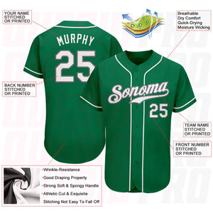 Custom Kelly Green White-Gray Authentic St. Patrick’s Day <b>Baseball</b> Jersey Sublimation Printing Custom Logo Color Customization - Product Image 4