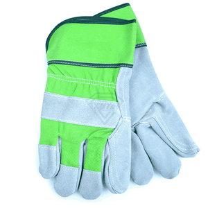 Guantes de Trabajo de Algodón Verde, Transpirables, Estilo Liso, para Uso en Exteriores, Primavera/Verano, de Algodón y Cuero, para Jardinería - Product Image 1