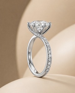Bague de fiançailles en argent 925 pour femme, diamant de culture, taille brillant rond, style classique, certifiée IGI - Product Image 5