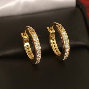 Moissanite Hoop <b>Huggie</b> Earrings 925 Sterling <b>Silver</b> Gold Plated Classic Luxury Women's Jewelry Tishya Diamond - Product Image 5