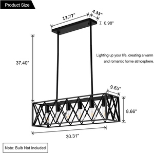 Wholesale Linear Cage Chandelier Bulk Matte Black <b>Kitchen</b> Island Pendant <b>Light</b> Factory Price Retro Edison <b>Bulb</b> Hanging Lamp - Product Image 2