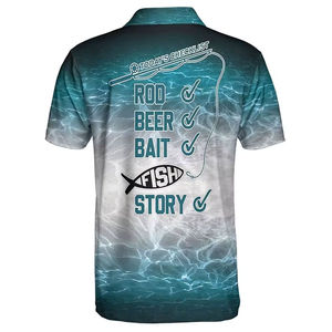 Chemise polo de pêche pour homme à manches longues, impression par sublimation personnalisée, prix bas, design personnalisé, UPF 50, 100% polyester, t-shirt confortable - Product Image 2