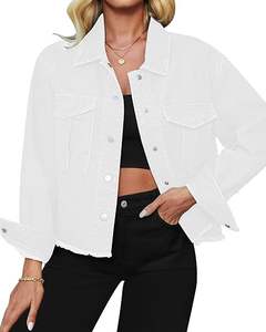 Veste en jean décontractée personnalisée pour femme, grande taille, style camionneur, 100% coton, coupe courte, streetwear, vente en gros usine - Product Image 1