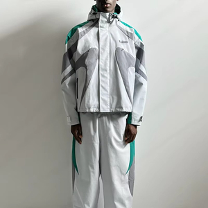 Conjunto Deportivo Cortavientos con Capucha y Pantalones, Ropa Deportiva Personalizada, Impermeable, con Cierre, Reflectante, de Nailon para Hombre - Product Image 1