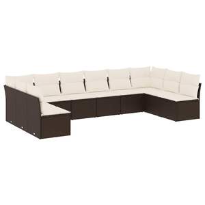 Ensemble de canapés de jardin modulaires en rotin PE marron, 10 pièces - Product Image 2
