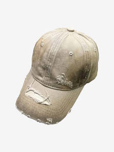 Casquette de baseball vintage délavée, non structurée, réglable, blanche délavée, effet vieilli, couleur crème vintage, pour commande en gros - Product Image 2