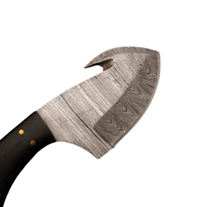 Couteau de chasse à dépecer en acier Damas fait main avec lame à crochet pour éviscérer, lame en pied de mouton, manche en Micarta noir, personnalisable OEM - Product Image 2