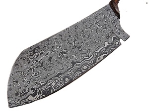 9.5 "forgé à la main motif de goutte de pluie en acier damas couteau de boucher couteau à viande manche en bois de noyer naturel - Product Image 4