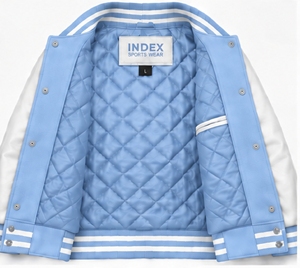 Chaqueta Varsity para Hombre INDEX, Manga Blanca con Logotipo Bordado, Cuello Camisero, Cierre de Botones, para Otoño - Product Image 5