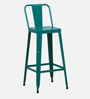Tabouret de bar contemporain Becky en similicuir PU et métal, couleur turquoise, style industriel moderne, pour comptoir de cuisine, finition poudrée
