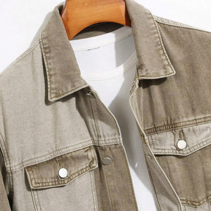 Veste en jean pour homme, couleur unie, panneaux, poche avant, boutons, vintage, manches longues, avec personnalisation complète - Product Image 4