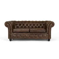 Canapé modulaire convertible Chesterfield vintage en tissu marron, capitonné, avec accoudoirs roulés, meubles de salon, ensemble de décoration de luxe pour la maison