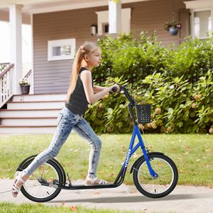 Monopattino Pieghevole Blu per Bambini con Ruote da 16 Pollici, Doppi Freni e Portabicchieri - Product Image 2