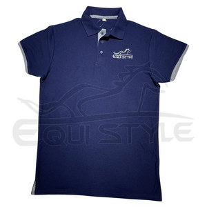 Chemises polo bleu marine, coton respirant, manches courtes, uniforme, fabricant de polos, logo personnalisé, OEM, polos en gros - Product Image 1