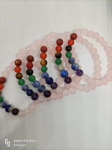 ขายส่งเจ็ดจักระกับสร้อยข้อมือโรสควอตซ์อัญมณีสร้อยข้อมือธรรมชาติคุณภาพสูง 8 มม.สร้อยข้อมือลูกปัดกลมสําหรับผู้หญิง - Product Image 3