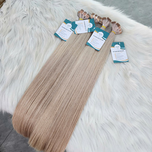 Extensions à bandes adhésives blond clair vietnamien vierge, double trame, cuticules alignées, toutes couleurs, cheveux humains adaptés - Product Image 6