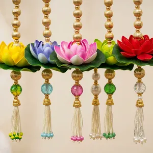 Décoration murale en résine en forme de fleur de lotus rose faite à la main, Feng Shui, pour la décoration intérieure du salon - Product Image 1