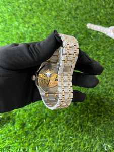 Reloj de Lujo para Hombre, Estilo Hip Hop, con Incrustaciones de Moissanita, Cuarzo, Acero Inoxidable, Esfera Árabe de Dos Tonos, Fecha Automática, Resistente al Agua 3BAR - Product Image 5