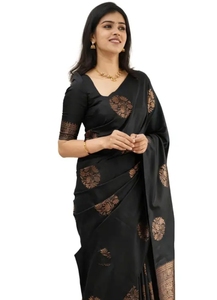 Sari de Seda Reversible de Diseño Tradicional para Mujer KV, con Cobre y Zari, para Uso Diario y Fiestas - Product Image 4