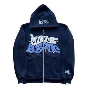 Hoodies streetwear d'hiver sur mesure, qualité supérieure, en polaire avec strass, effet délavé soleil, logo personnalisé, respirant - Product Image 3