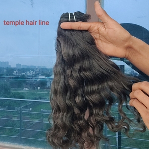 Extensions de cheveux naturels indiens Remy ondulés pour femmes, 100g, double trame machine, cheveux indiens noirs, à clipser/tisser, toutes couleurs - Product Image 1