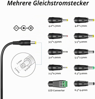 Alimentation électrique 12V 2A, adaptateur secteur universel AC/DC avec 10 prises DC pour appareils électroniques 12V, bandes LED, caméras CCTV, routeurs