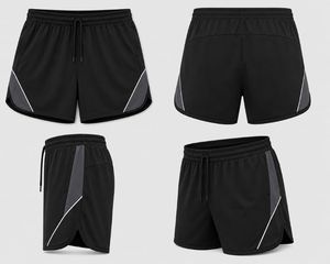 Shorts de sport pour homme en polyester noir, taille mi-haute, avec cordon de serrage, séchage rapide, respirant, écoresponsable, avec bande latérale et logo tricoté sur le devant - Product Image 2