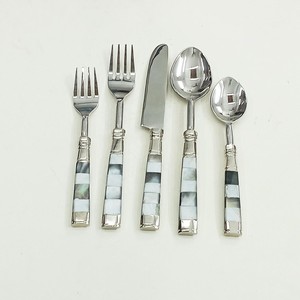 Ensemble de couverts élégants de 5 pièces avec poignées en nacre, en acier inoxydable, pour mariage, vaisselle, couverts de table - Product Image 4