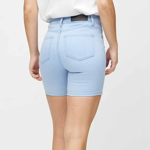 Shorts de Mezclilla Desgastados para Mujer, Cintura Alta, Corte Recto, Ajustados, Estilo Vintage, Casuales, Transpirables, Lavables, de Algodón, Azules - Product Image 2