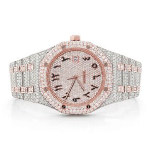 Montre pour homme en acier inoxydable avec bracelet de 20 mm, sertie de diamants Moissanite VVS, style luxe, hip-hop, quartz - Product Image 1