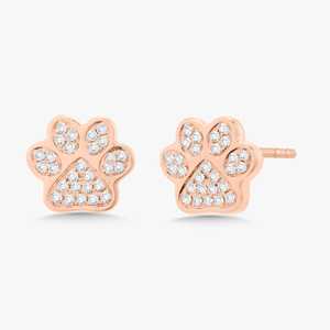 Boucles d'oreilles clous en forme d'os de chien, pavées de diamants de laboratoire ronds, en or massif 14K 18K, délicates, à fermoir poussoir, minimalistes, pour usage quotidien, vente en gros - Product Image 3