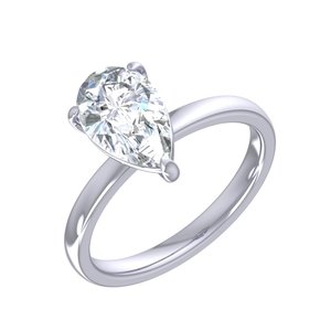 Bague de fiançailles solitaire en diamant de laboratoire taille poire 1,80 ct, or blanc 14 carats massif, cadeau pour elle - Product Image 4