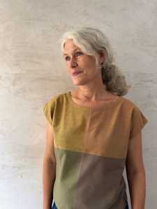 Chemise en tricot polaire à col rond bleu clair pour femmes, manches courtes, couleur unie, fermeture éclair sur le devant, coupe ample, décontractée, pour le printemps et l'été - Product Image 2